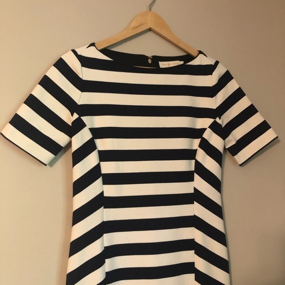 Tory Burch Augusta Fitted Striped Dress Nautical Size Small - Picture 5 of 14